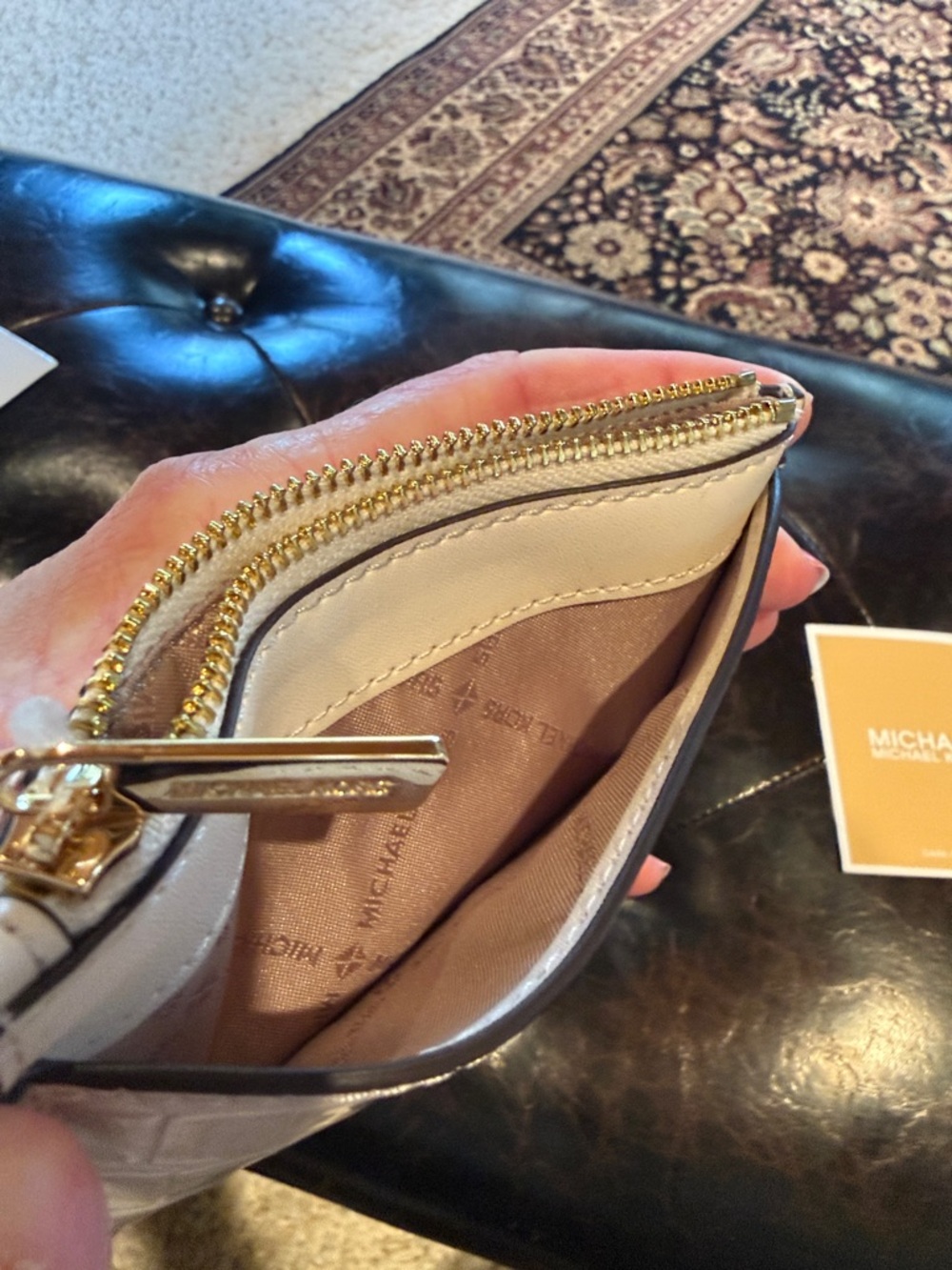 Michael Kors Patent Croc Card Case in Beige - Picture 4 of 6